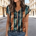 thumbnail image 1 of ClodeEU Women's Summer Floral Print V Neck Short Sleeve T Shirt ,Casual Tunic Shirts Brown 08,Womens Plus L, 1 of 7
