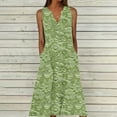 thumbnail image 1 of ClodeEU Women's Summer Floral V Neck Wrap Boho Dress,Sleeveless Ruffle A Line Flowy Beach Casual Midi Dresses Multicolor 08,Womens Plus XL, 1 of 5