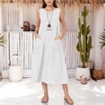thumbnail image 1 of ClodeEU Women's Summer Linen Blend Sleeveless Tank Maxi Dress with Pockets ,Solid Color Casual Loose Ankle Length Dress White,Womens Plus XL, 1 of 8