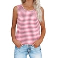 thumbnail image 1 of ClodeEU Women's Summer Plaid Linen Sleeveless Crewneck Tank Top ,Casual Loose Cozy Top Pink,Womens Plus S, 1 of 8