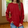 thumbnail image 1 of ClodeEU Women's Sweater , Long Sleeve Pullover Sweater,simple and generous Womens Crew Neck,Solid Sweatshirts Red,Womens Plus M, 1 of 5