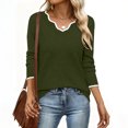 thumbnail image 1 of ClodeEU Women's Sweaters, V Neck Long Sleeve Lightweight Sweaters, Loose Solid Fall Tops Pullover Sweater Army Green,Womens Plus XL, 1 of 7