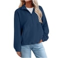 thumbnail image 1 of ClodeEU Women's Sweatshirt Long Sleeved Off Shoulder, Half Zip With Pocket, Loose Fitting Pullover Jacket Navy,Womens Plus S, 1 of 8