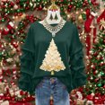 thumbnail image 1 of ClodeEU Women's Sweatshirt With Christmas Tree Print ,Ruffle Long Sleeve Round Neck Loose Fit Pullover Tops Army Green,Womens Plus XL, 1 of 5