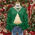 thumbnail image 1 of ClodeEU Women's Sweatshirt With Christmas Tree Print ,Ruffle Long Sleeve Round Neck Loose Fit Pullover Tops Green,Womens Plus XL, 1 of 5