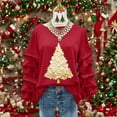 thumbnail image 1 of ClodeEU Women's Sweatshirt With Christmas Tree Print ,Ruffle Long Sleeve Round Neck Loose Fit Pullover Tops Red,Womens Plus M, 1 of 5