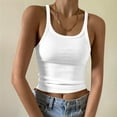 thumbnail image 1 of ClodeEU Women's U Neck Spaghetti Strap Tank Top,Solid Color Casual Slim Camisole White,Womens Plus M, 1 of 6