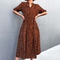 thumbnail image 1 of ClodeEU Women's V-Neck 3/4 Sleeve Bohemian Print Maxi Dress ,Floral Casual Long Dress Coffee,Womens Plus S, 1 of 6