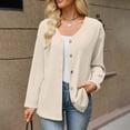 thumbnail image 1 of ClodeEU Women's V Neck Button Down Long Sleeve Knit Cardigan,Casual Loose Open Front Sweater Coat ,Women's Plus L, 1 of 5