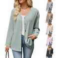 thumbnail image 1 of ClodeEU Women's V Neck Button Down Long Sleeve Knit Cardigan,Casual Loose Open Front Sweater Coat ,Women's Plus S, 1 of 6