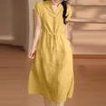 thumbnail image 1 of ClodeEU Women's V Neck Cap Sleeve Drawstring Waist Midi Dress, Casual A-Line Sundress Yellow,Women's Plus L, 1 of 8