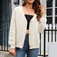 thumbnail image 1 of ClodeEU Women's V Neck Fall Winter Knit Sweate ,Long Sleeve Button Up Soft Knit Cardigan Sweaters Beige,Womens Plus S, 1 of 6