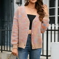 thumbnail image 1 of ClodeEU Women's V Neck Fall Winter Knit Sweate ,Long Sleeve Button Up Soft Knit Cardigan Sweaters Rose Gold,Womens Plus XL, 1 of 6