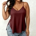 thumbnail image 1 of ClodeEU Women's V Neck Flowy Cami Top, Loose Fit Spaghetti Strap Tank Wine,Women's Plus XL, 1 of 7