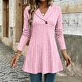 thumbnail image 1 of ClodeEU Women's V Neck Long Sleeve Swing Tunic Top,Solid Loose Flowy Casual Blouse Pink,Women's Plus XXXL, 1 of 9