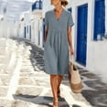 thumbnail image 1 of ClodeEU Women's V Neck Short Sleeve Dress with Pockets, Solid Color Casual Summer Tunic Dress Gray,Women's Plus L, 1 of 8