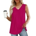 thumbnail image 1 of ClodeEU Women's V Neck Sleeveless Blouse, Loose Fit Flowy Casual Solid Color Tank Top Hot Pink,Womens Plus XL, 1 of 8