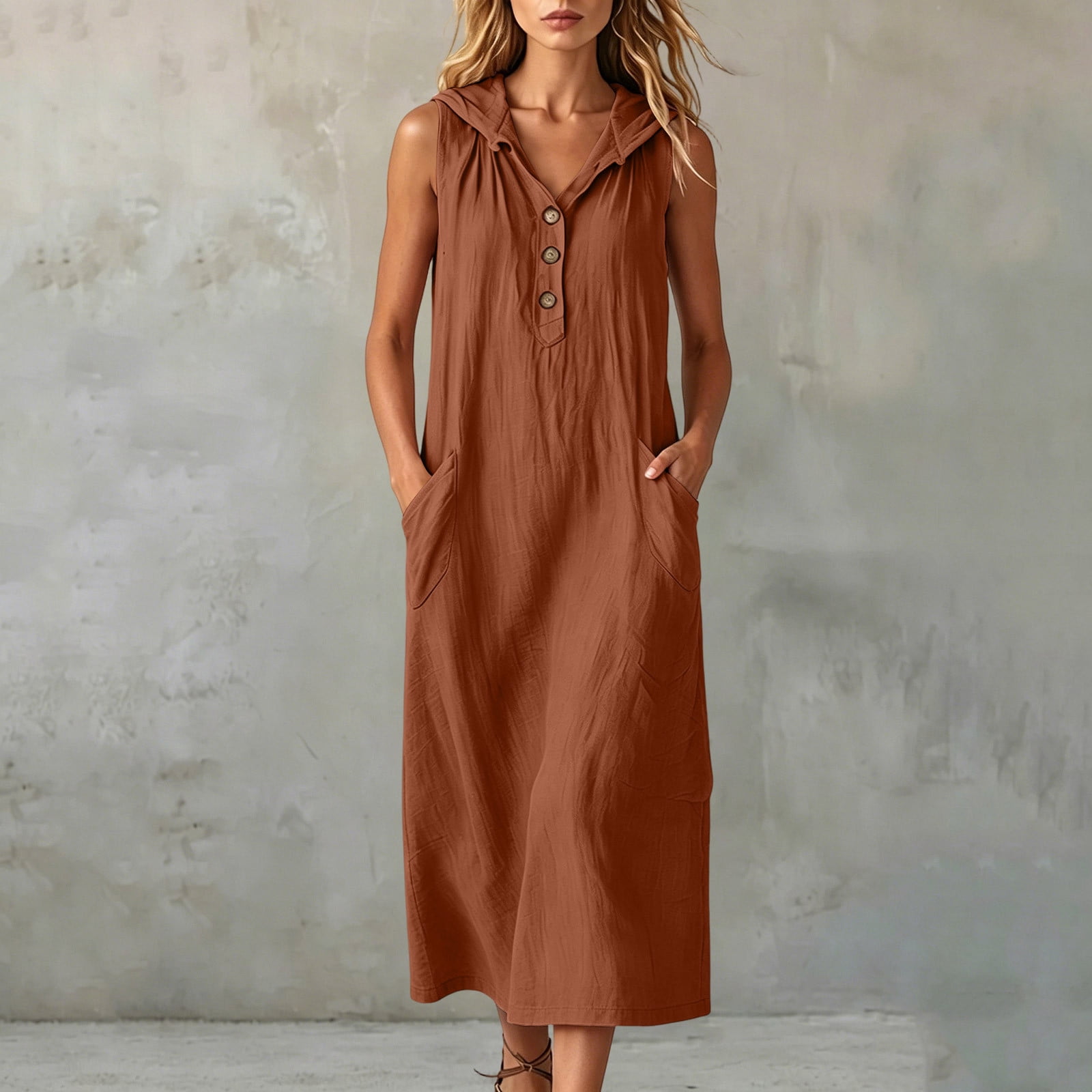 hooded midi dress METAMORPHOZA - Hooded Midi Dress In Black