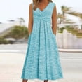 thumbnail image 1 of ClodeEU Women's V Neck Sleeveless Pleated Tunic Midi Dress ,Casual Summer Loose Fit Dress Light Blue,Womens Plus XXXXL, 1 of 6