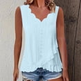 thumbnail image 1 of ClodeEU Women's V Neck Sleeveless Tank Top with Ruffle Hem,Casual Solid Color Layered Blouse Light Blue,Womens Plus XL, 1 of 7