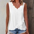 thumbnail image 1 of ClodeEU Women's V Neck Sleeveless Tank Top with Ruffle Hem,Casual Solid Color Layered Blouse White,Womens Plus L, 1 of 7
