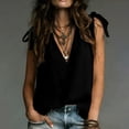 thumbnail image 1 of ClodeEU Women's V Neck Sleeveless Tie-Shoulder Blouse ,Loose Fit Casual Summer Top Black,Women's Plus XL, 1 of 8