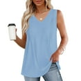 thumbnail image 1 of ClodeEU Women's V Neck Solid Color Tank Top ,Casual Sleeveless Loose Cozy Tops Light Blue,Womens Plus S, 1 of 8