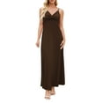 thumbnail image 1 of ClodeEU Women's V Neck Spaghetti Strap Elegant Maxi Dress ,Casual Party Vacation Evening Gown Brown,Women's Plus XL, 1 of 7