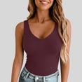 thumbnail image 1 of ClodeEU Women's V Neck Spaghetti Strap Tank Top,Solid Color Casual Slim Spring Summer Tank Wine,Womens Plus M, 1 of 8