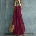thumbnail image 1 of ClodeEU Women's V Neck Spaghetti Strap Tiered Maxi Dress,Boho Beach Vacation Swing Dress Wine,Women's Plus L, 1 of 7