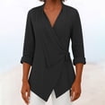 thumbnail image 1 of ClodeEU Women's V Neck Work Tops,Long Sleeve Waist Wrap Blouse Top ,Asymmetrical Elegant Shirts Black,Womens Plus XXL, 1 of 6