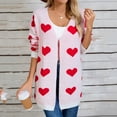thumbnail image 1 of ClodeEU Women's Valentine's Day Cute Heart V Neck Cardigan Sweaters, Ribbed Knit Open Front Sweater Coats White,Womens Plus L, 1 of 8