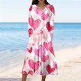 thumbnail image 1 of ClodeEU Women's Valentine's Day Long Sleeve V Neck Print Midi Dress,Trendy Loose Cozy Dress Multicolor 28,Womens Plus L, 1 of 5