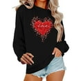 thumbnail image 1 of ClodeEU Women's Valentine's Day Sweatshirt,Cute Heart Print Crew Neck Long Sleeve Pullovers Black,Womens Plus M, 1 of 6