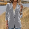 thumbnail image 1 of ClodeEU Women's Velvet Blazer Jacket ,Long Sleeve Lapel Open Front Business Suit Blazers with Pockets Dark Gray,Womens Plus M, 1 of 8