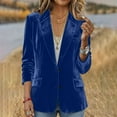thumbnail image 1 of ClodeEU Women's Velvet Blazer Jacket ,Long Sleeve Lapel Open Front Business Suit Blazers with Pockets Navy,Womens Plus L, 1 of 8