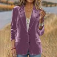 thumbnail image 1 of ClodeEU Women's Velvet Blazer Jacket ,Long Sleeve Lapel Open Front Business Suit Blazers with Pockets Purple,Womens Plus S, 1 of 9
