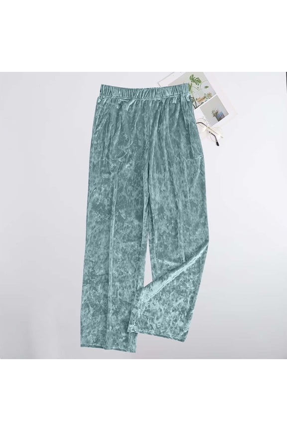 Women's Velvet Wide Leg Pants,Elastic Waistic Pant With Pockets, Baggy Casual Trendy Pant Mint Green,Womens Plus XXXL