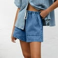 thumbnail image 1 of ClodeEU Women's Vintage Loose Fit Denim Shorts with Pockets ,Solid Color Casual Jean Shorts Light Blue,Womens Plus XL, 1 of 6