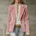 thumbnail image 1 of ClodeEU Women's Vintage Office Button Front Velvet Blazer, Notched Lapel Business Suit Jacket Pink,Womens Plus XXL, 1 of 6