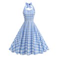thumbnail image 1 of ClodeEU Women's Vintage Plaid Halter Dress,Retro Swing Cocktail Party Dress Blue,Women's Plus XXL, 1 of 7