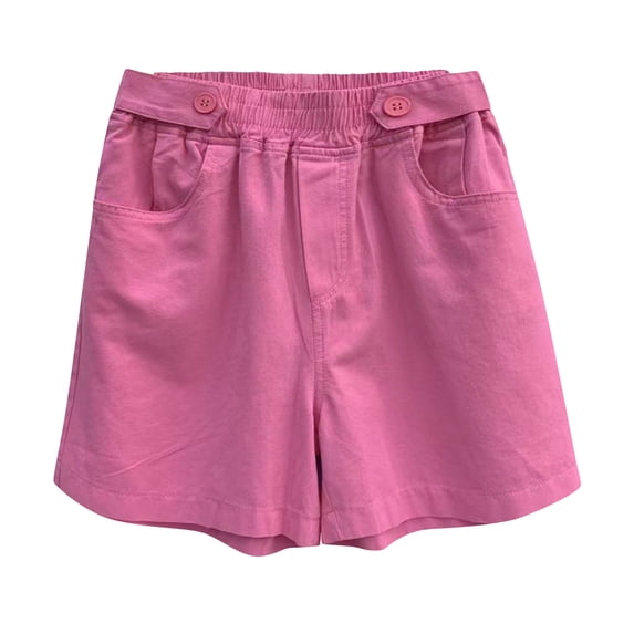 ClodeEU Women's Washed Denim Knee Length Shorts ,Loose Fit Casual Jean Bermuda Short Pink,Womens Plus M