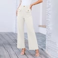 thumbnail image 1 of ClodeEU Women's Wide Leg Cargo , High Waist Casual Stretch Pants with Pockets Button White,Womens Plus L, 1 of 8