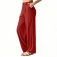thumbnail image 1 of ClodeEU Women's Wide Leg Pants，High-Waisted Relaxed Fit，Loose Pants with Pockets Red,Womens Plus S, 1 of 9