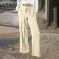 thumbnail image 1 of ClodeEU Women's Wide Leg Pants With Pockets ,Stretch Waist Trousers With Drawstring Beige,Womens Plus XXL, 1 of 8