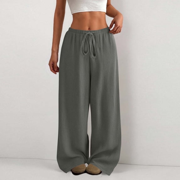 ClodeEU Women's Wide Leg Sweatpants ,Drawstring Elastic Waist Baggy Sweat Pants Gray,Womens Plus XL