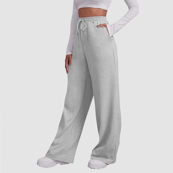 ClodeEU Women’s Wide Leg Sweatpants,High Waisted Baggy Drawstring Lounge Sweat Pants with Pockets Gray,Womens Plus XXXXXL