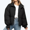 thumbnail image 1 of ClodeEU Women's Winter Cropped Puffer Jacket Coat ,Short Warm Quilted Jacket With Pockets Black,Womens Plus XS, 1 of 8