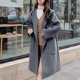 thumbnail image 1 of ClodeEU Women's Winter Hooded Wool Blend Coat,Casual Loose Long Sleeve Long Coat With Pockets Gray,Womens Plus XXL, 1 of 4