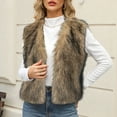 thumbnail image 1 of ClodeEU Women's Winter Warm Sleeveless Vest ,Cozy Short Loose Faux Fur Waistcoat Jacket Gray,Womens Plus XL, 1 of 6